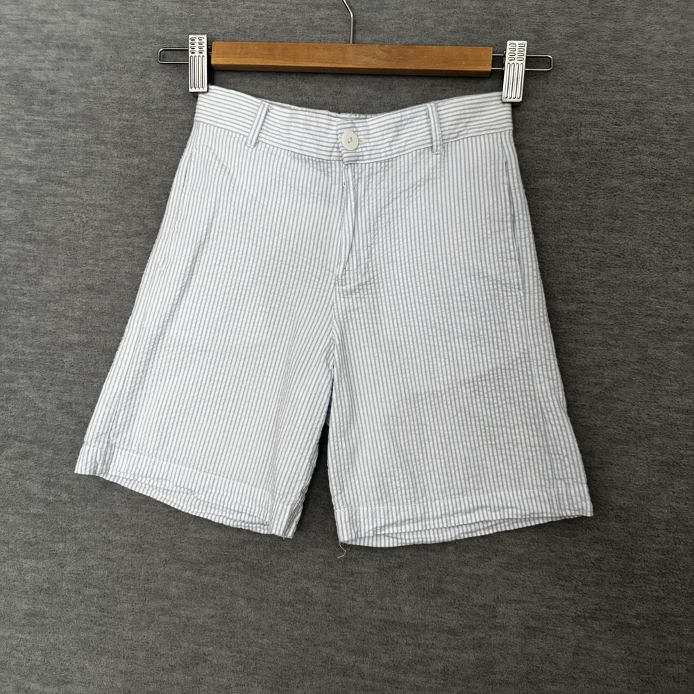 Bella Bliss Boy Seersucker Shorts Size 6 Blue White Boutique Beach Coastal Dress